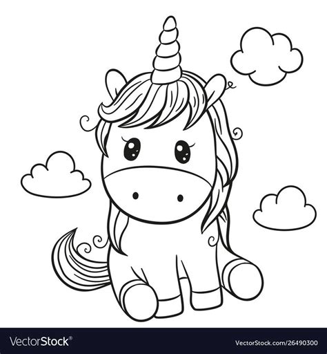 Cartoon unicorn outlined for coloring book Vector Image | Unicornio para colorir, Desenhos para ...