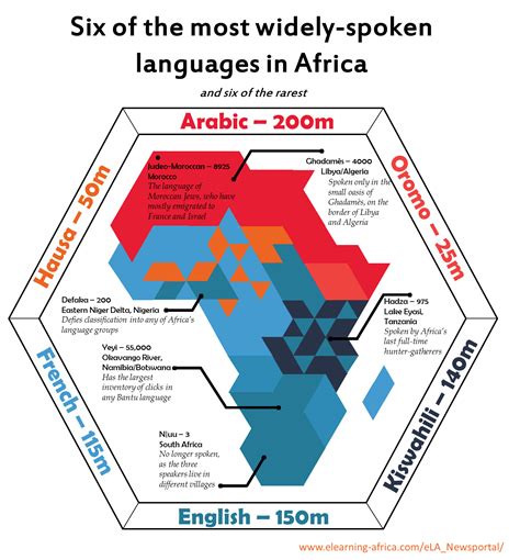 Six of the most spoken, and six of the least spoken languages of Africa [1424 × 1534] : r/MapPorn