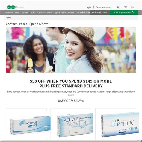 Specsavers - $50 off with Min $149 Spend on Contact Lenses + Free Standard Delivery - OzBargain