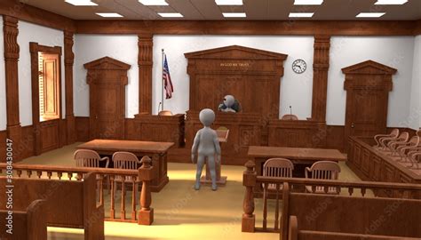 3D Render of Cartoon Characters in Courtroom Stock Illustration | Adobe ...