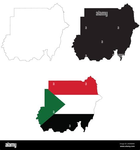 Map Sudan on white background. Sudan Map Outline. Sudan vector map with the flag inside Stock ...