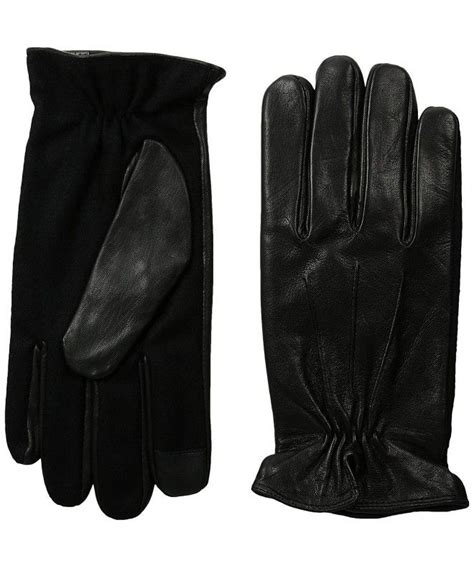 Men's Fine Leather and Wool Blend Touchscreen Gloves - Black - CO12HQZW6WD | Touch screen gloves ...