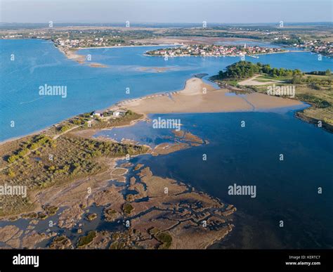 Aerial panorama of salt wetland lagoon in Nin, Croatia Stock Photo - Alamy