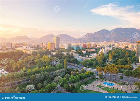 Areal View of Tirana City Center at Sunset. Editorial Photo - Image of ...