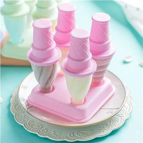 4Pcs Ice Cream Mold Reusable Popsicle Molds Spiral Ice Cream Tools Diy ...