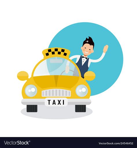 Yellow taxi driver - icon Royalty Free Vector Image