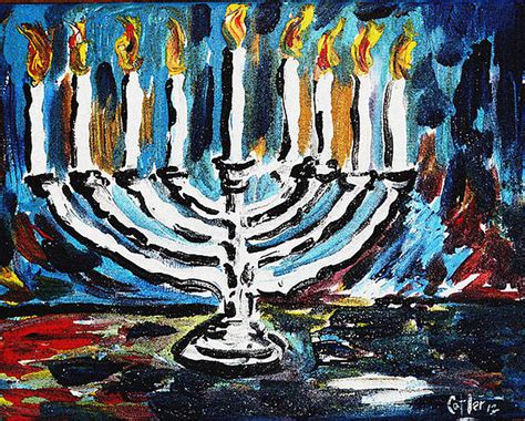 Burning Menorah Painting