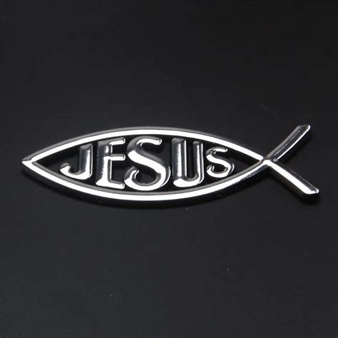 5pcs/lot Chrome Christian Jesus Fish Emblem Sticker Car Badge Religious Ichthus Symbol on ...