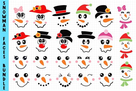 Snowman Faces Bundle Svg (936617) | Cut Files | Design Bundles