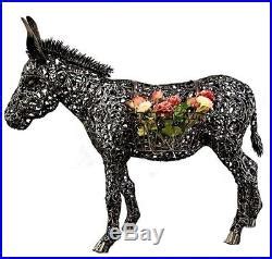 Large Metal Donkey Sculpture Outdoor Statue withFlower Planter Yard Lawn Decor