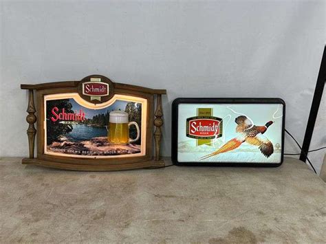 (2) Lighted Plastic Schmidt Beer Signs - Lee Real Estate & Auction Service