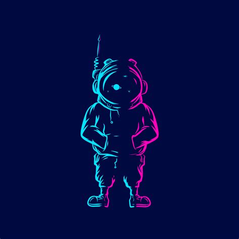 Astronaut explore the galaxy line pop art portrait logo colorful design ...