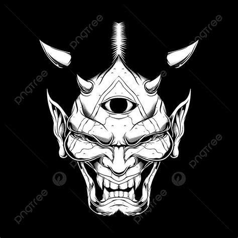 Demon Horn Vector PNG Images, Grunge Style Cartoon Demon Face Satan Or Lucifer With Horns, Devil ...