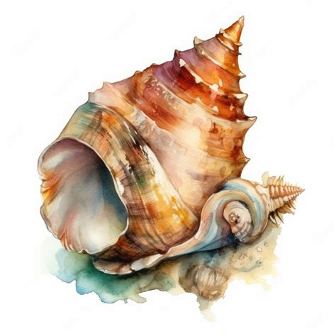 Premium AI Image | A watercolor drawing of a sea shell.