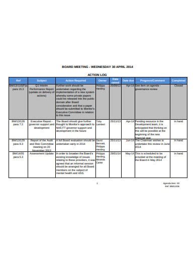 10+ Board Action Log Templates in PDF | DOC