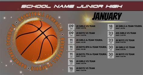 EDITABLE And PRINTABLE Basketball Game Schedule Template ...