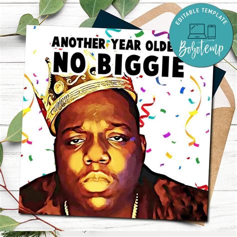 Notorious Big Birthday Card Template to print at home DIY | Bobotemp