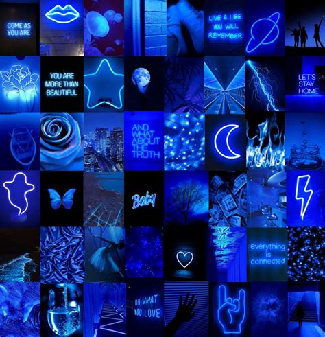 Neon Blue Aesthetic Photo Wall Collage Kit - Etsy Canada