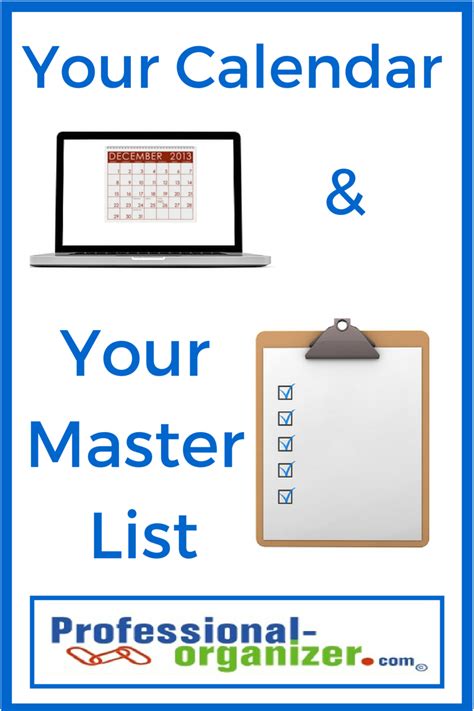 Your calendar and your master list - Ellen's Blog, Professional Organizing for Kingwood & Houston