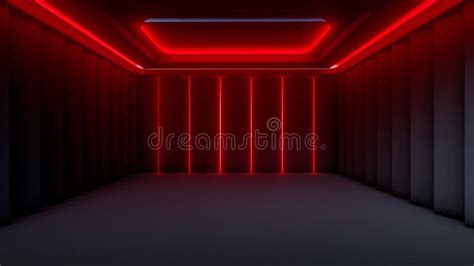 Modern Black Empty Room Interior with Red LED Light, 3d Rendering Stock ...