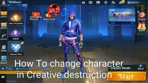 How to change character in Creative destruction - YouTube