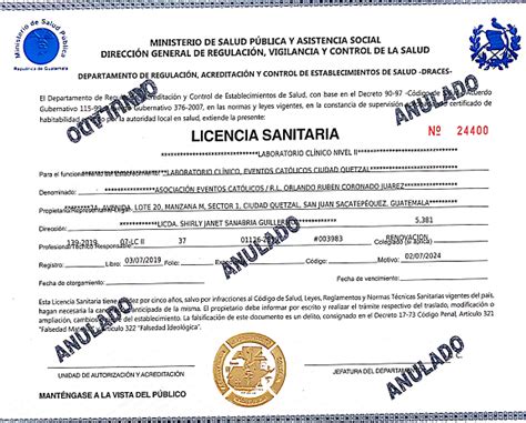 Licencia Sanitaria en Guatemala: Actualización y Renovación