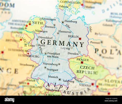 Geographic map of European country Germany with important cities Stock ...