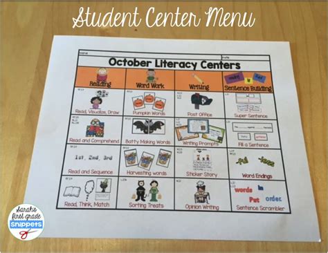 2nd Grade Literacy Centers for October - Sarah's Teaching Snippets