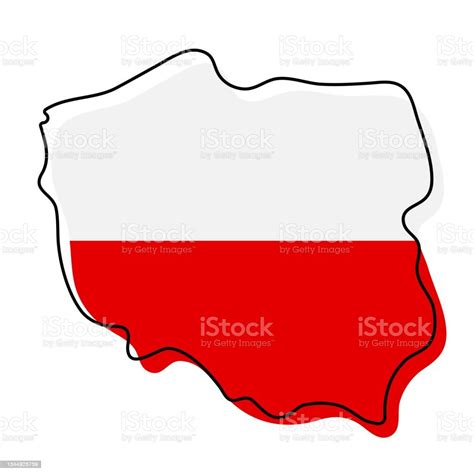 Stylized Outline Map Of Poland With National Flag Icon Flag Color Map ...