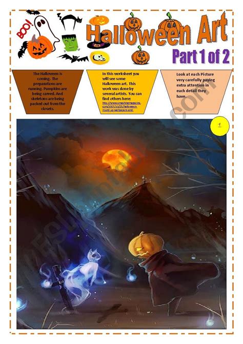 HALLOWEEN with ART (16 pages) - Part 1 of 2) - 8 images with exercices and instructions + video ...