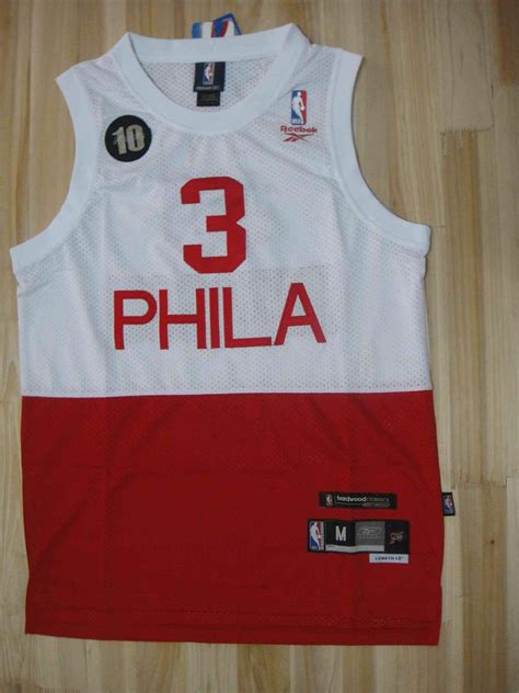 Men 3 Allen Iverson Jersey White&Red Philadelphia 76ers Jersey Swingman