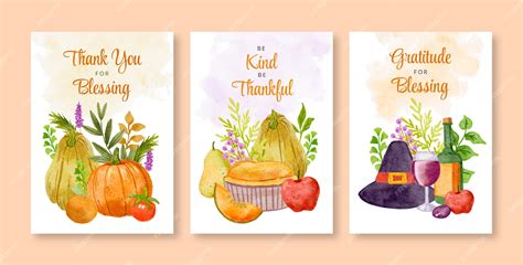 Free Vector | Thanksgiving watercolor thanksgiving cards collection