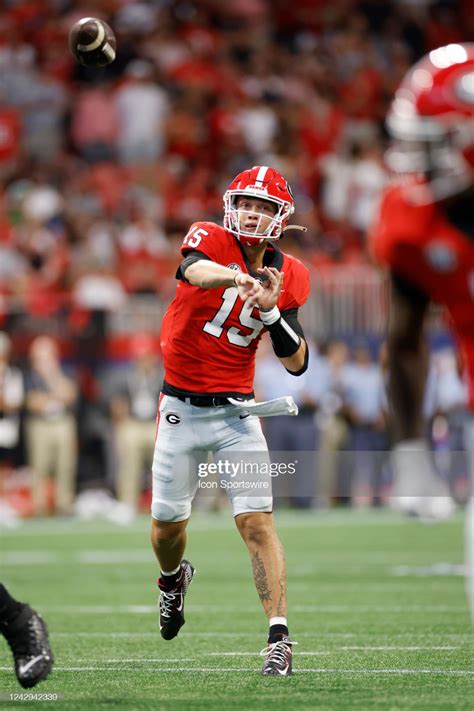 Georgia Bulldogs quarterback Carson Beck passes the ball during the... News Photo - Getty Images ...