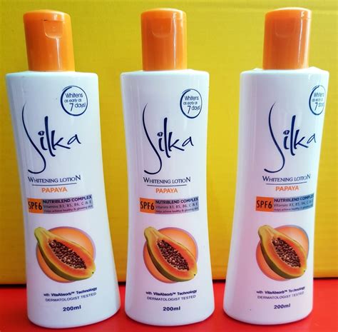 3 Silka Skin Whitening Papaya Lotion SPF 6 200ml each Whitens as early ...