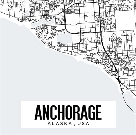 Anchorage Alaska Map Printable Anchorage Map Art Alaska Map | Etsy