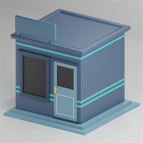 Premium Photo | 3d cartoon low poly building blue ver 2