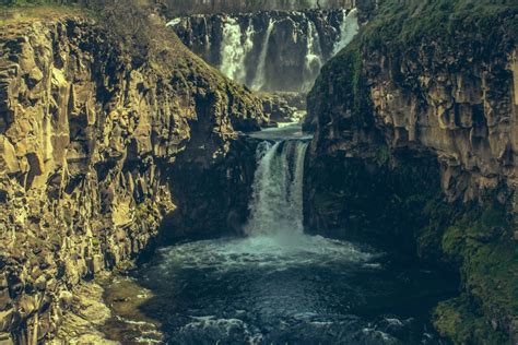 Free picture: landscape, river, waterfall, water, valley, canyon, ravine, mountain