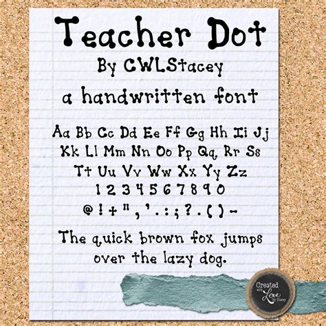 Teacher Dot Font Handwritten Dotted Font TTF File OTF File Digital ...