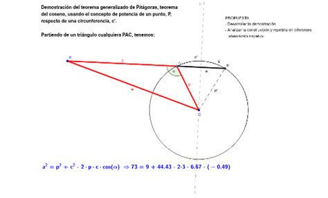 Teorema Generalizado de Pitágoras. Demostración – GeoGebra