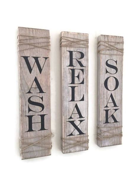 Rustic Bathroom Signs, Set of THREE, Rustic Bathroom Decor, Rustic Bathroom Sign, Farmhouse Bath ...