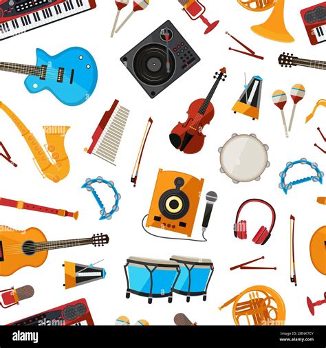 Vector cartoon musical instruments pattern or background illustration Stock Vector Image & Art ...