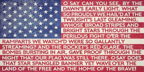 American Flag Star Spangled Banner Lyrics Metal Sign 24 x 12 Inches