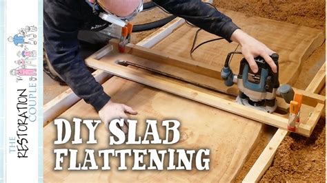 FLATTENING A LIVE EDGE SLAB - DIY Desk Build - YouTube