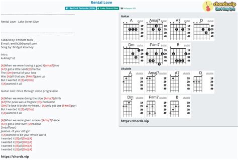 Chord: Rental Love - tab, song lyric, sheet, guitar, ukulele | chords.vip