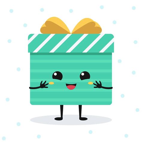 Vector cartoon happy gift box with a cute face. Isolated emotional flat ...