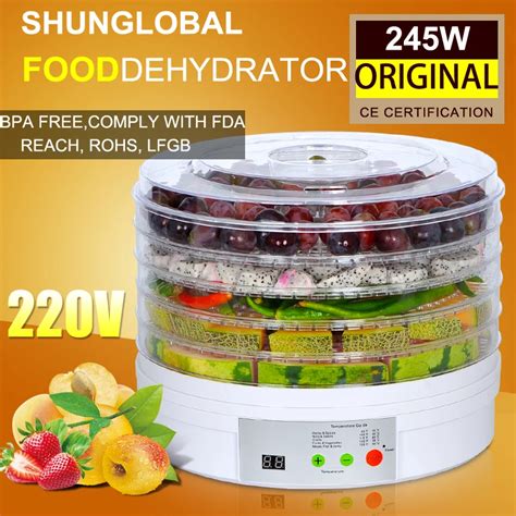 5 trays 245W food fruit dehydrator drying fruit machine home food dryer dehydrator with timing ...