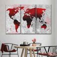 Crimson World Map Wall Art | Digital Art