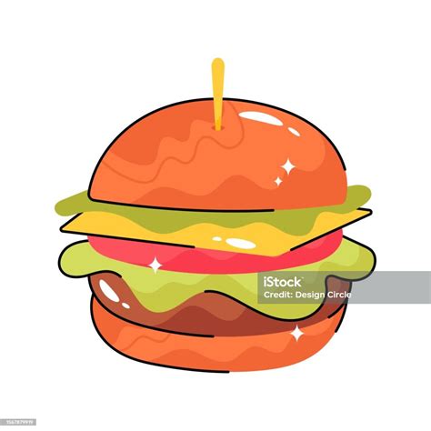 Burger Vector Filled Outline Sticker Eps 10 File Stock Illustration - Download Image Now ...