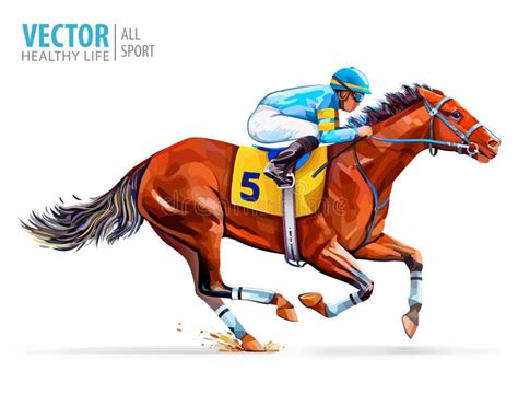 Jockey on Racing Horse. Derby. Sport. Vector Illustration Isolated on ...