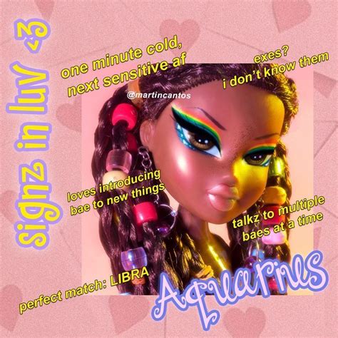 Pin by Jihane🫐 on Bratz‍☁️ | Black bratz doll, Aries and gemini, 12 zodiac signs